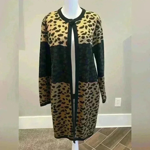 Sag Harbor knit size small Animal print cardigan duster - Picture 1 of 7